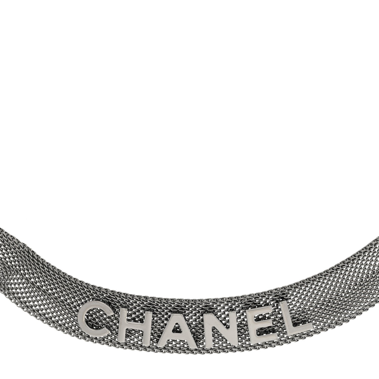 Chanel Mesh Logo Choker Necklace Ruthenium 1 of 7