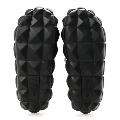Valentino Garavani Rubber Roman Stud Turtle Slide Sandals 36 Black 6 of 8