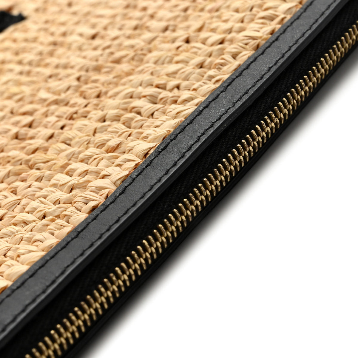 Raffia Sequin Large Pouch Black