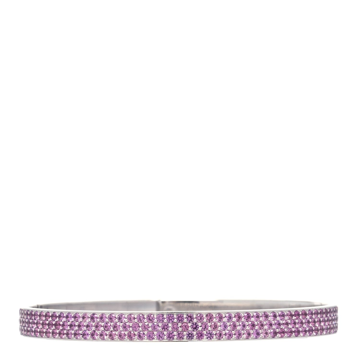 Hermes 18K White Gold Pink Rhodolite PM Kelly Full Pave Bracelet ST 3 of 5