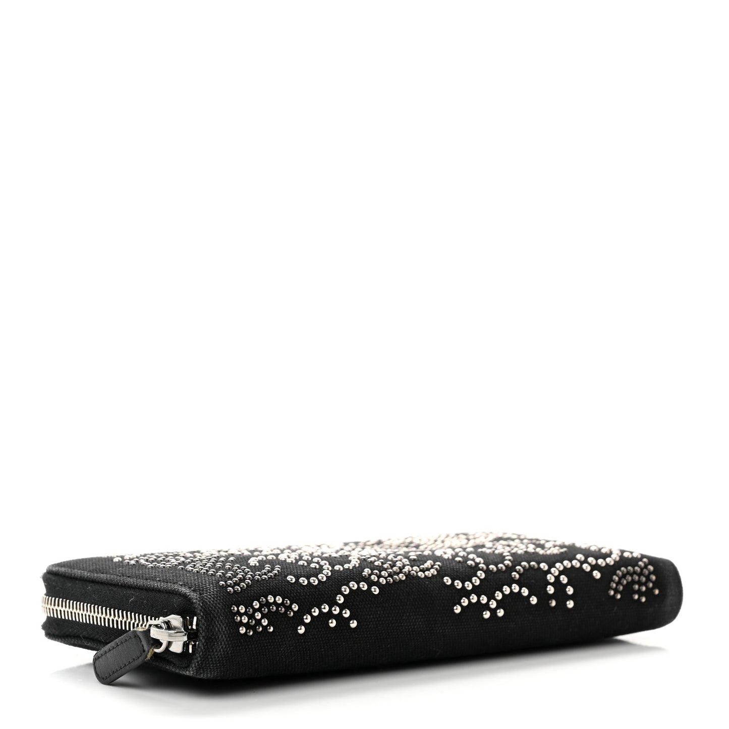 Canvas Studded CC Gusset Zip Around Wallet Black