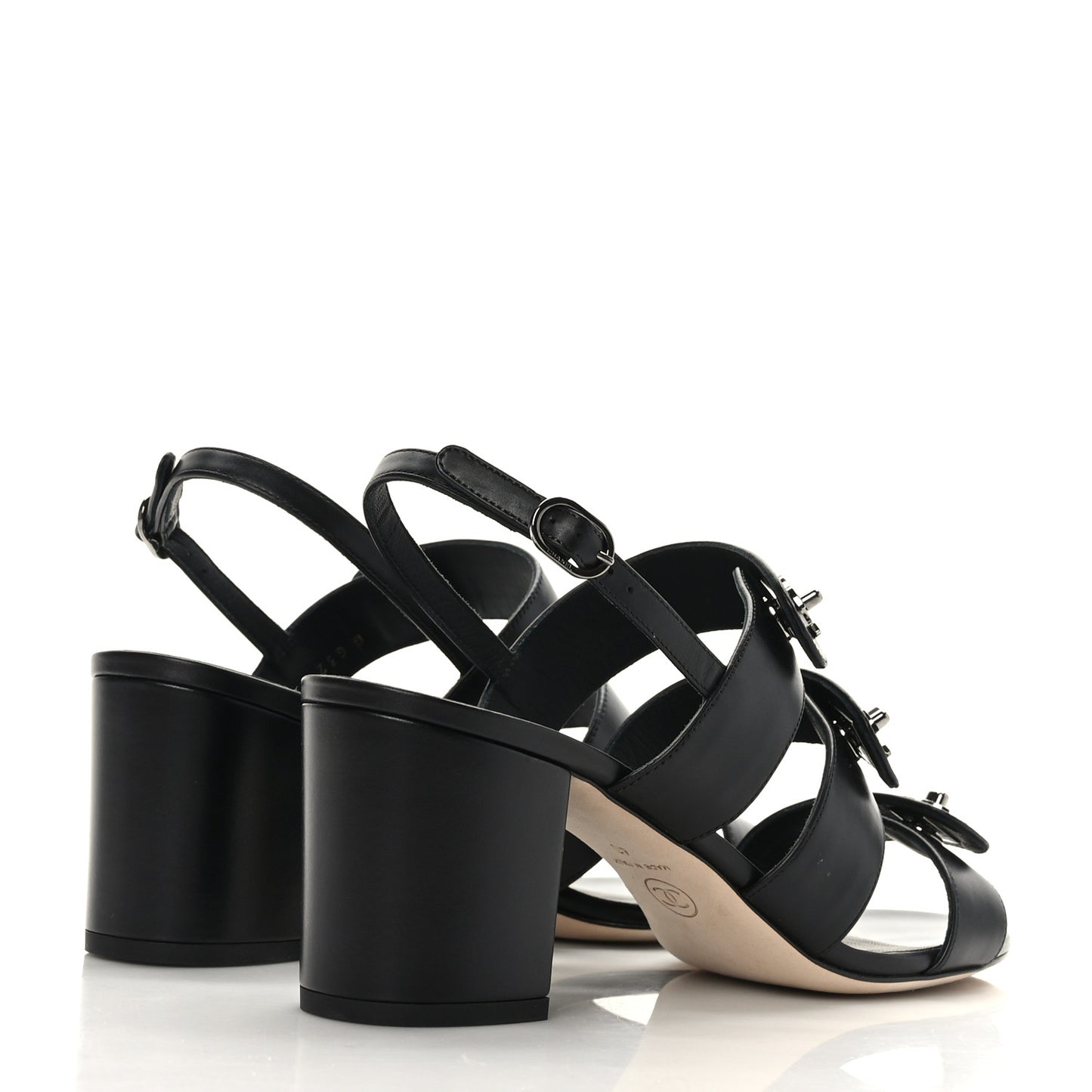 Calfskin CC Turnlock Sandals 40 Black