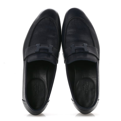 Hermes Grain d'H Mens Paris Loafers 43 Marine 2 of 12