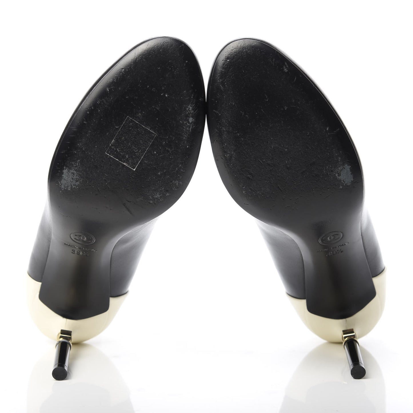 Lambskin CC Pumps 39.5 Black Ivory