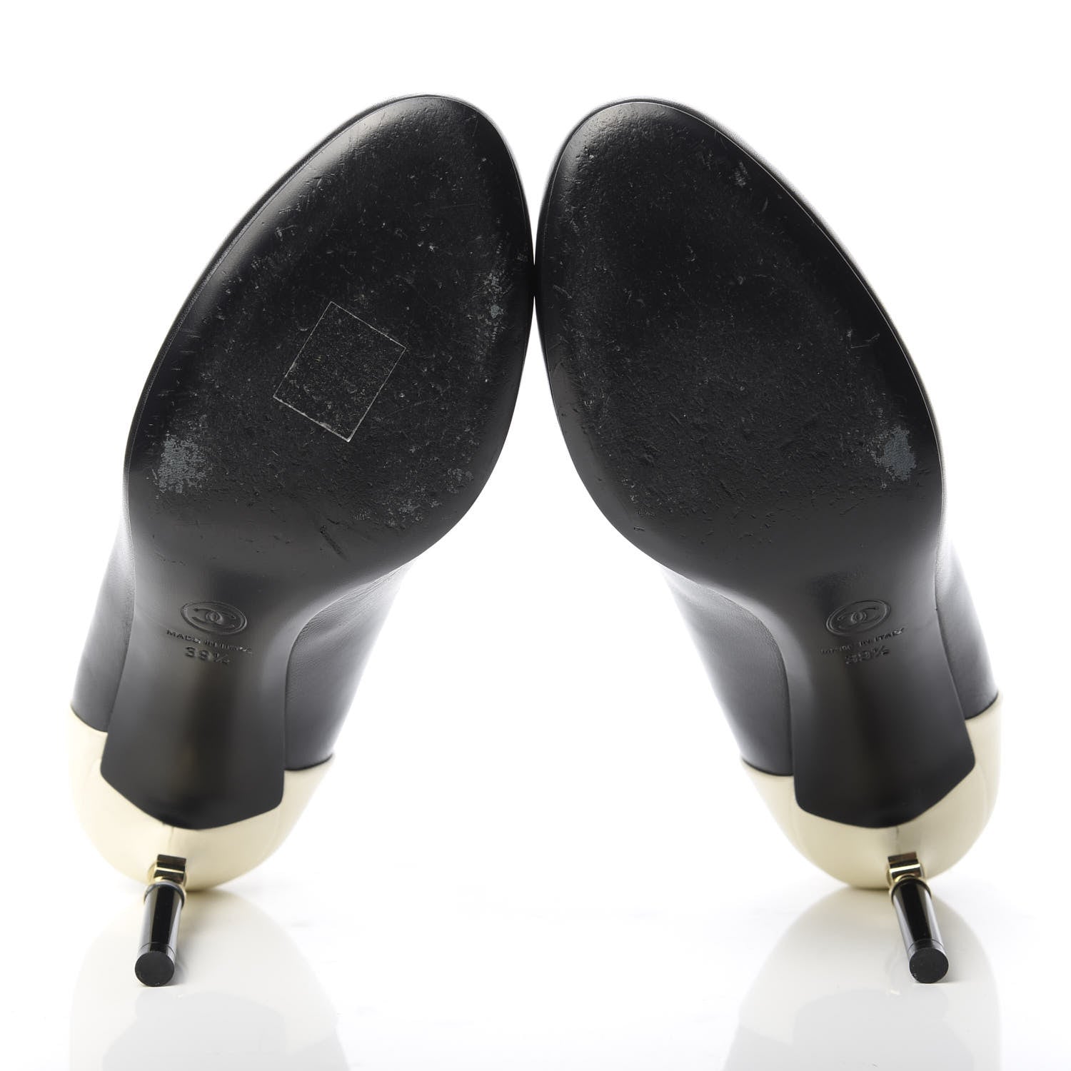 Chanel Lambskin CC Pumps 39.5 Black Ivory 5 of 14