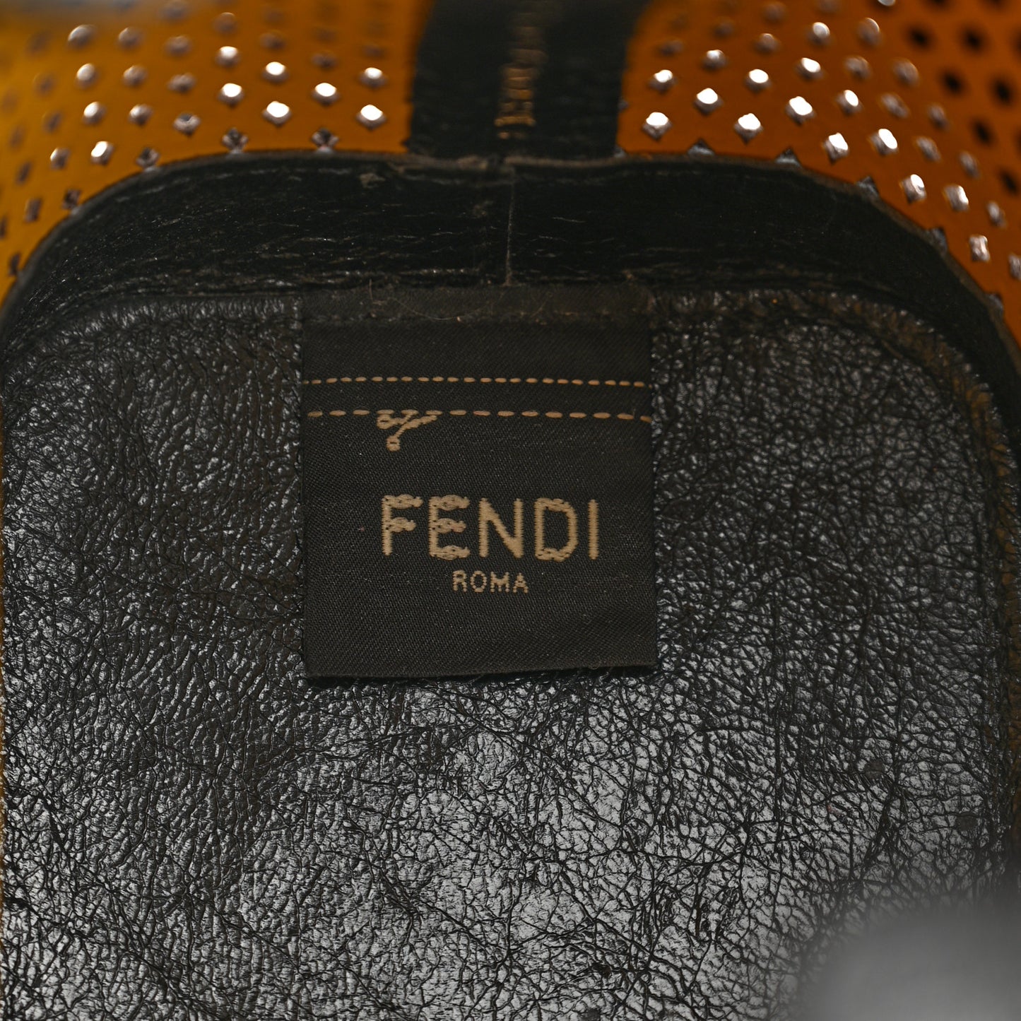 Vitello Liberty Glossy Lambskin F is Fendi Perforated Mini Mon Tresor Bucket Bag Sand Mimosa Black