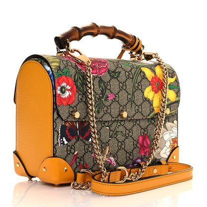 Gucci GG Supreme Monogram Flora Small Padlock Bamboo Shoulder Bag Beige Multicolor Crop 3 of 9