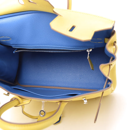 Hermes Taurillon Novillo Verso Birkin 25 Lime Bleuet 5 of 10
