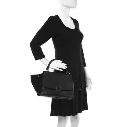 Celine Drummed Calfskin Suede Small Trapeze Black 3 of 31