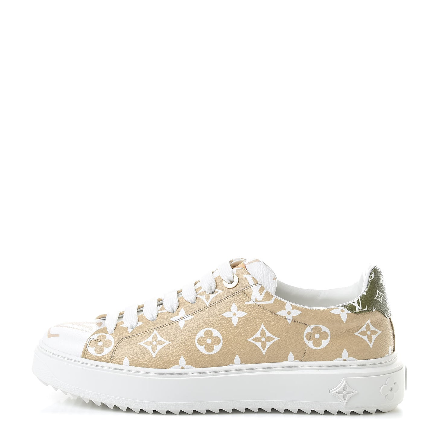 Monogram Giant Time Out Sneakers 41 Kaki White Beige