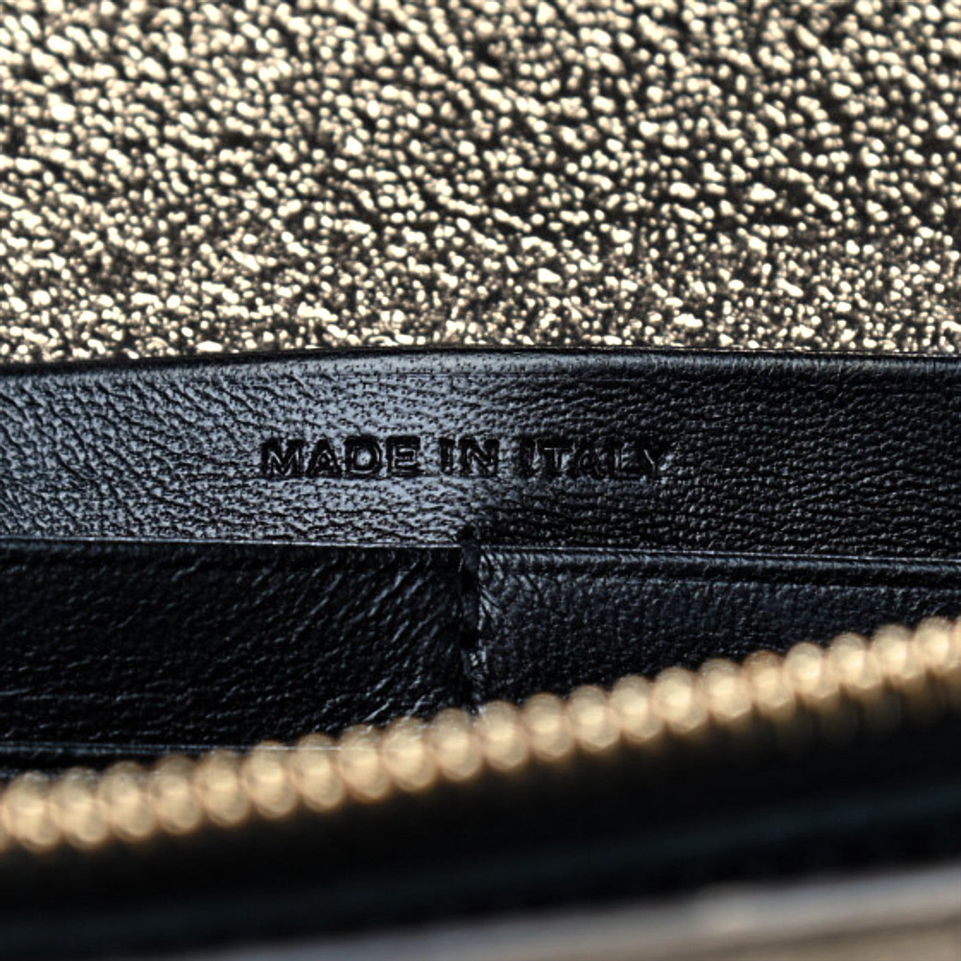 Grained Metallic Calfskin Monogram Chain Wallet Bronze