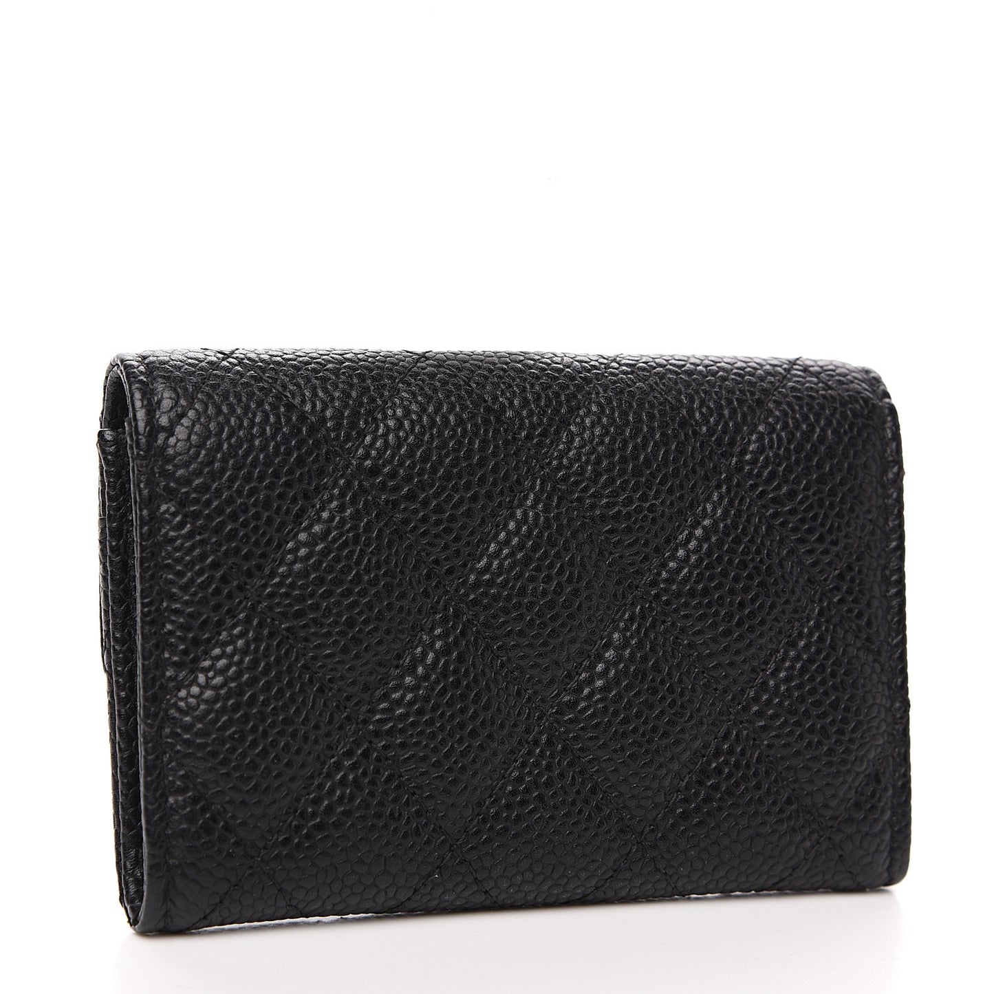 Caviar Quilted Flap Card Holder Black