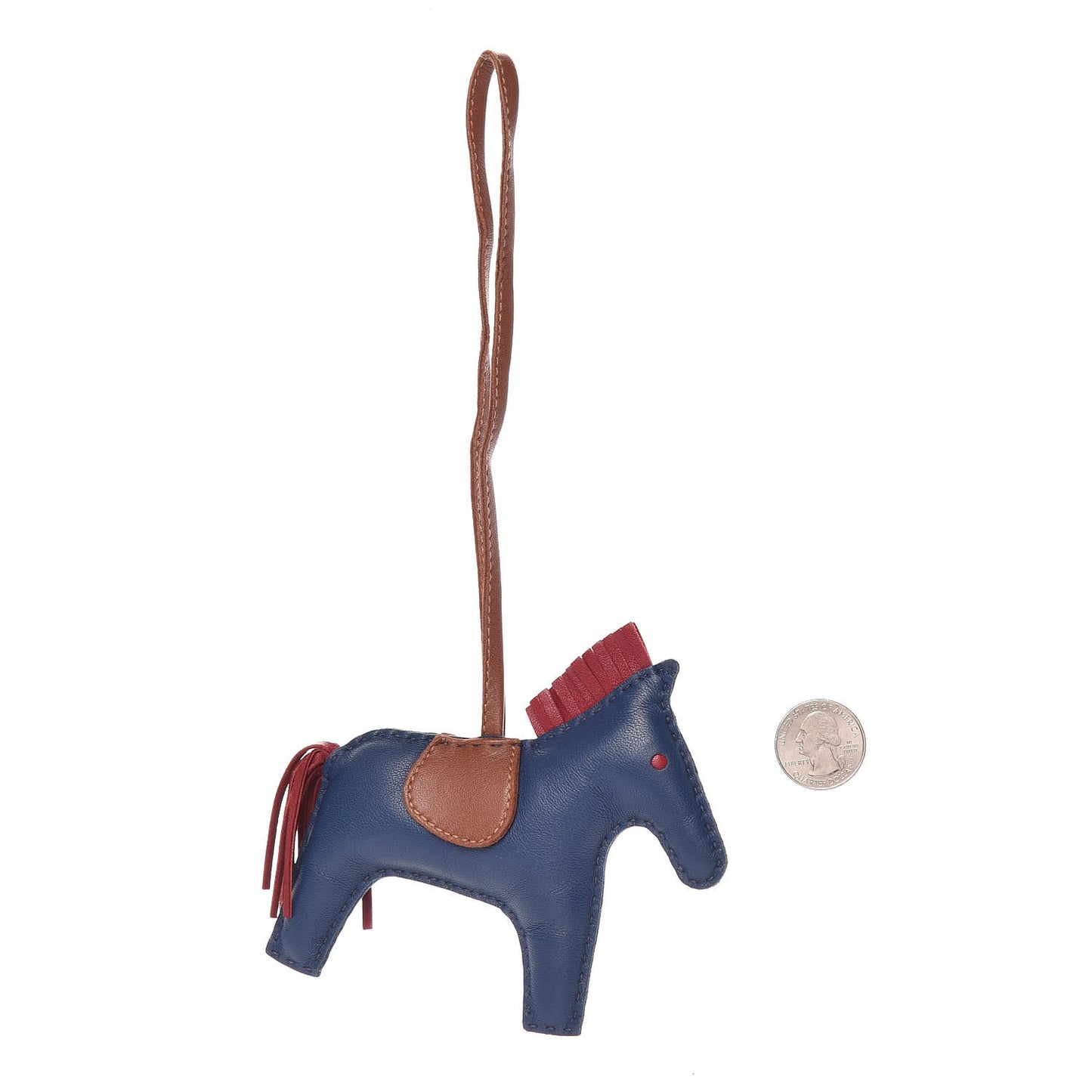 Milo Lambskin Grigri Rodeo Horse Bag Charm GM Bleu de Malte Rubis Fauve