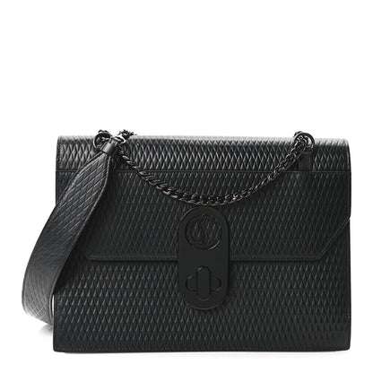 Christian Louboutin Calfskin Diamond Embossed Extra Large Elisa Shoulder Bag Black 1 of 10