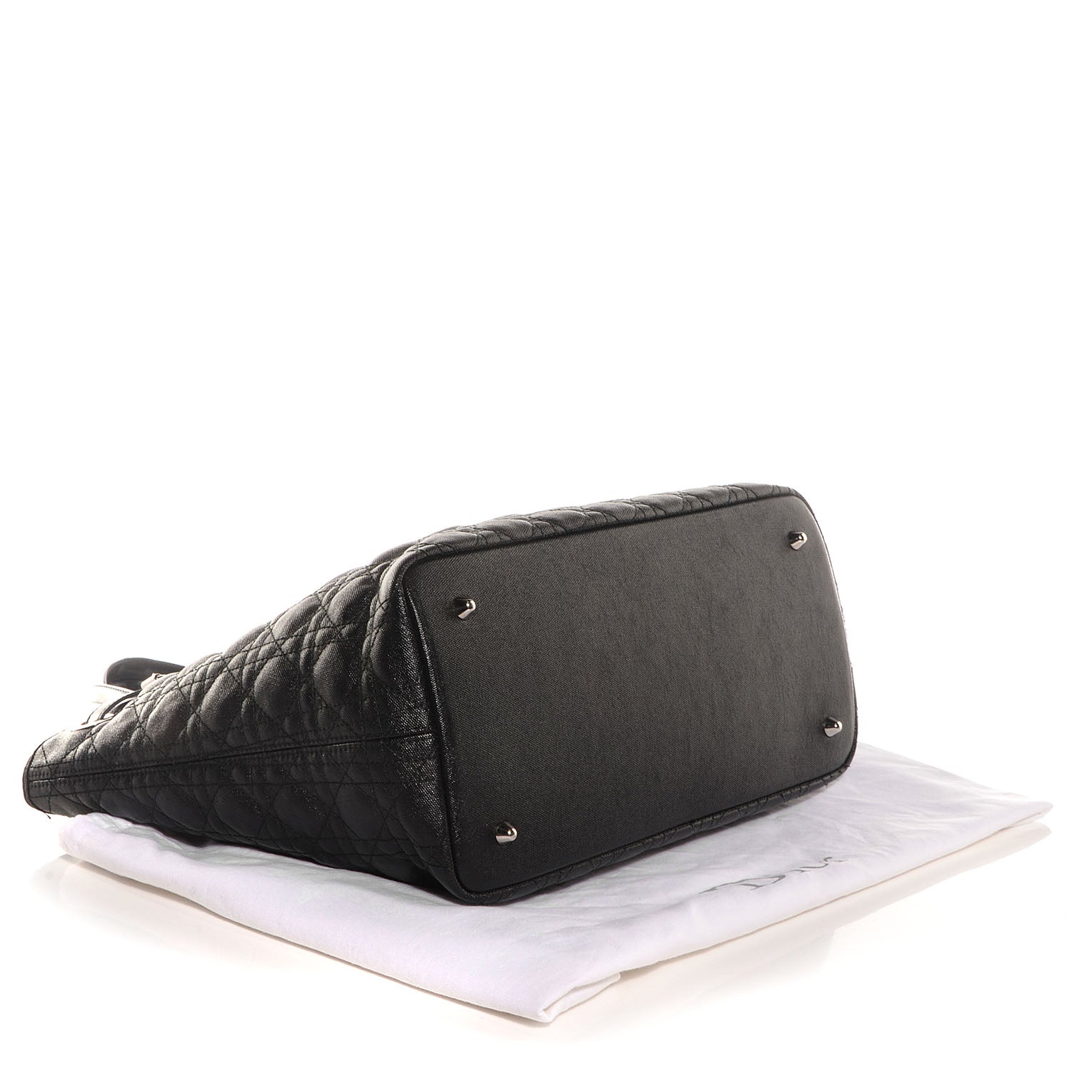 Christian Dior Coated Canvas Cannage Medium Panarea Tote Black 4 of 7
