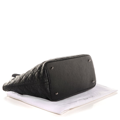 Christian Dior Coated Canvas Cannage Medium Panarea Tote Black 4 of 7