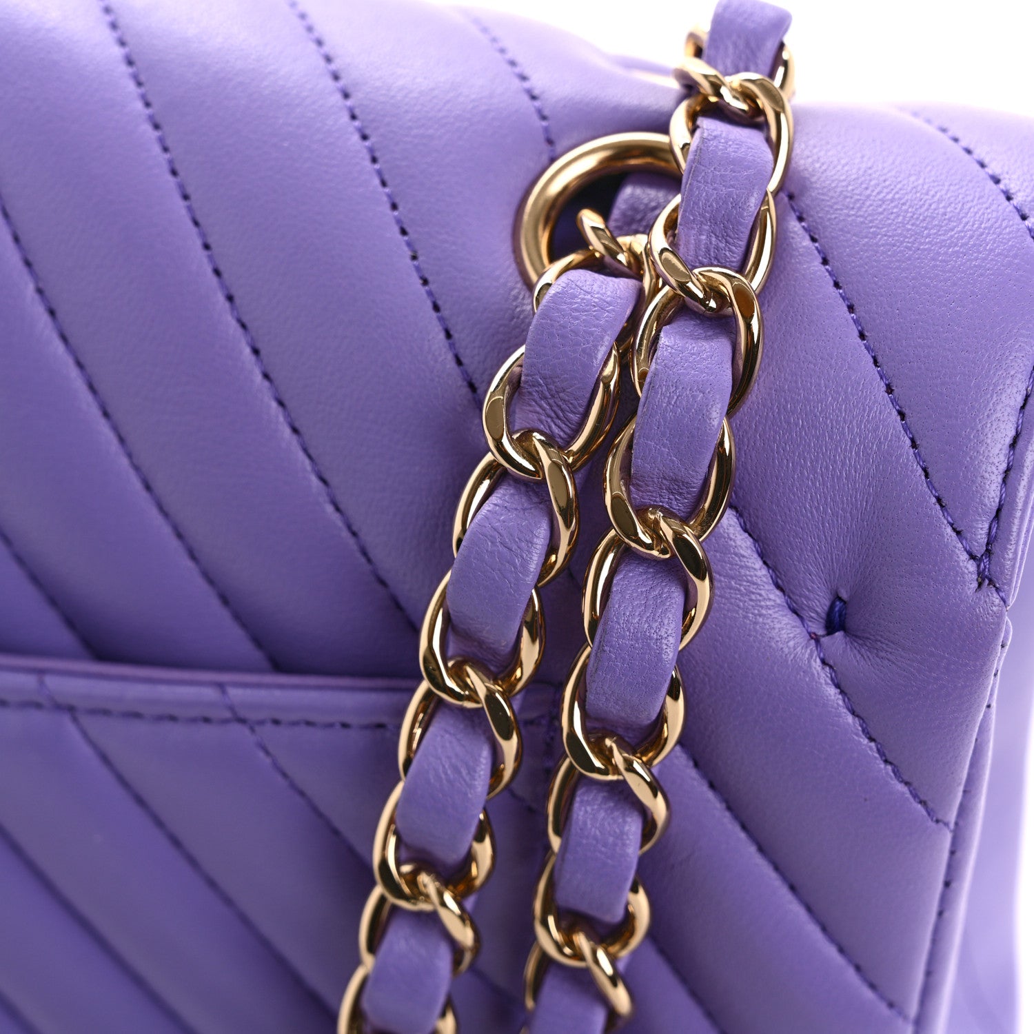 Chanel Lambskin Chevron Quilted Small Double Flap Purple 1758163