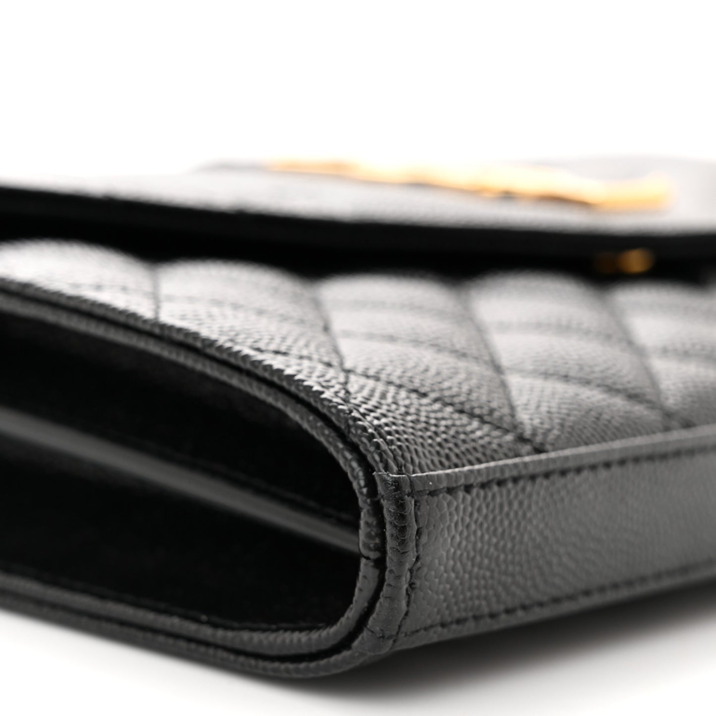 Grain De Poudre Mixed Matelasse Triquilt Monogram Chain Wallet Black