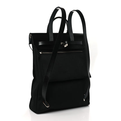Hermes Military Toile Vache Hunter Herbag a Dos Zip Retourne Backpack Black 4 of 10
