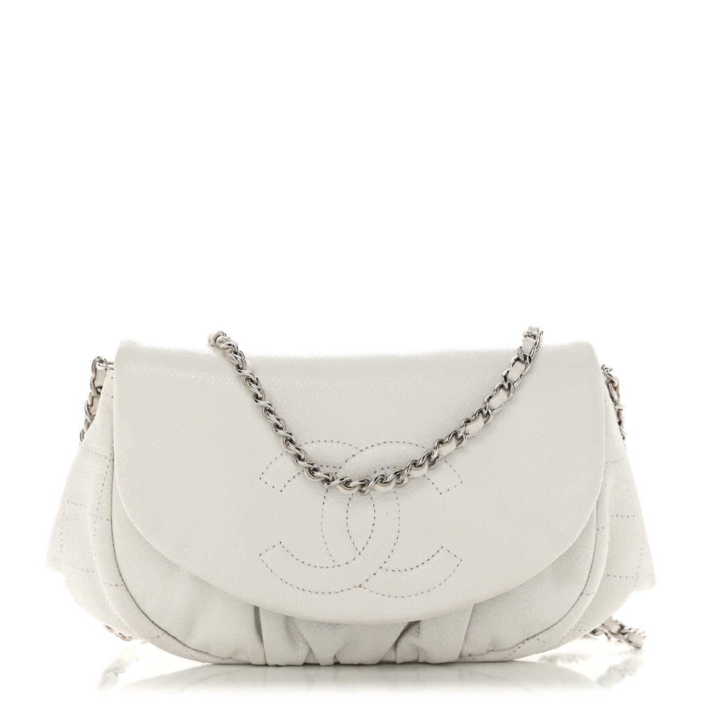 Caviar Half Moon Wallet On Chain WOC White