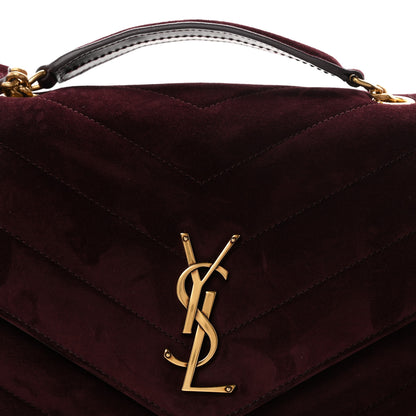 Saint Laurent Suede Chevron Quilted Medium LouLou Smoky Burgundy 9 of 12