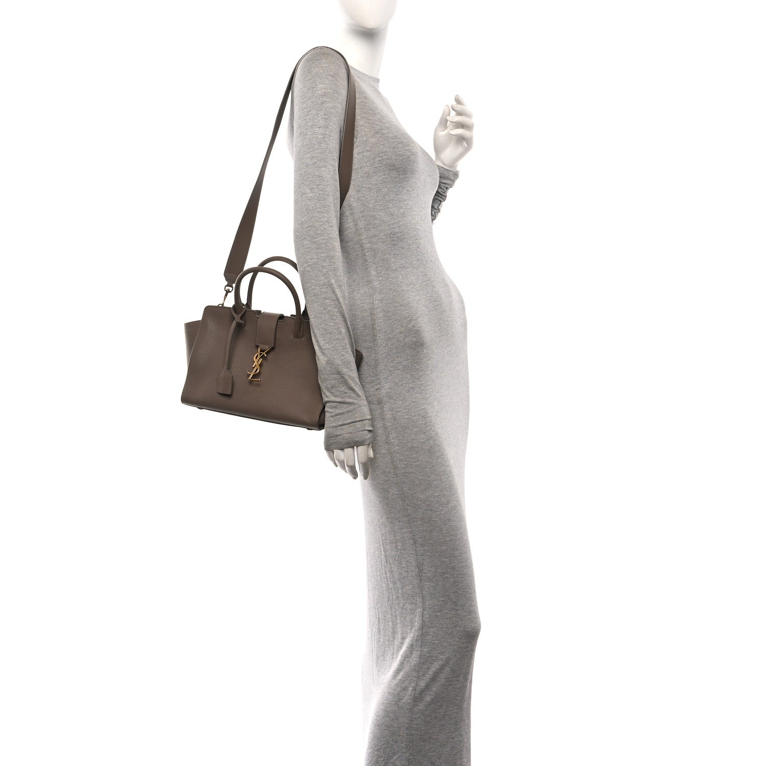 Saint Laurent Calfskin Baby Monogram Downtown Cabas Beige 2 of 11