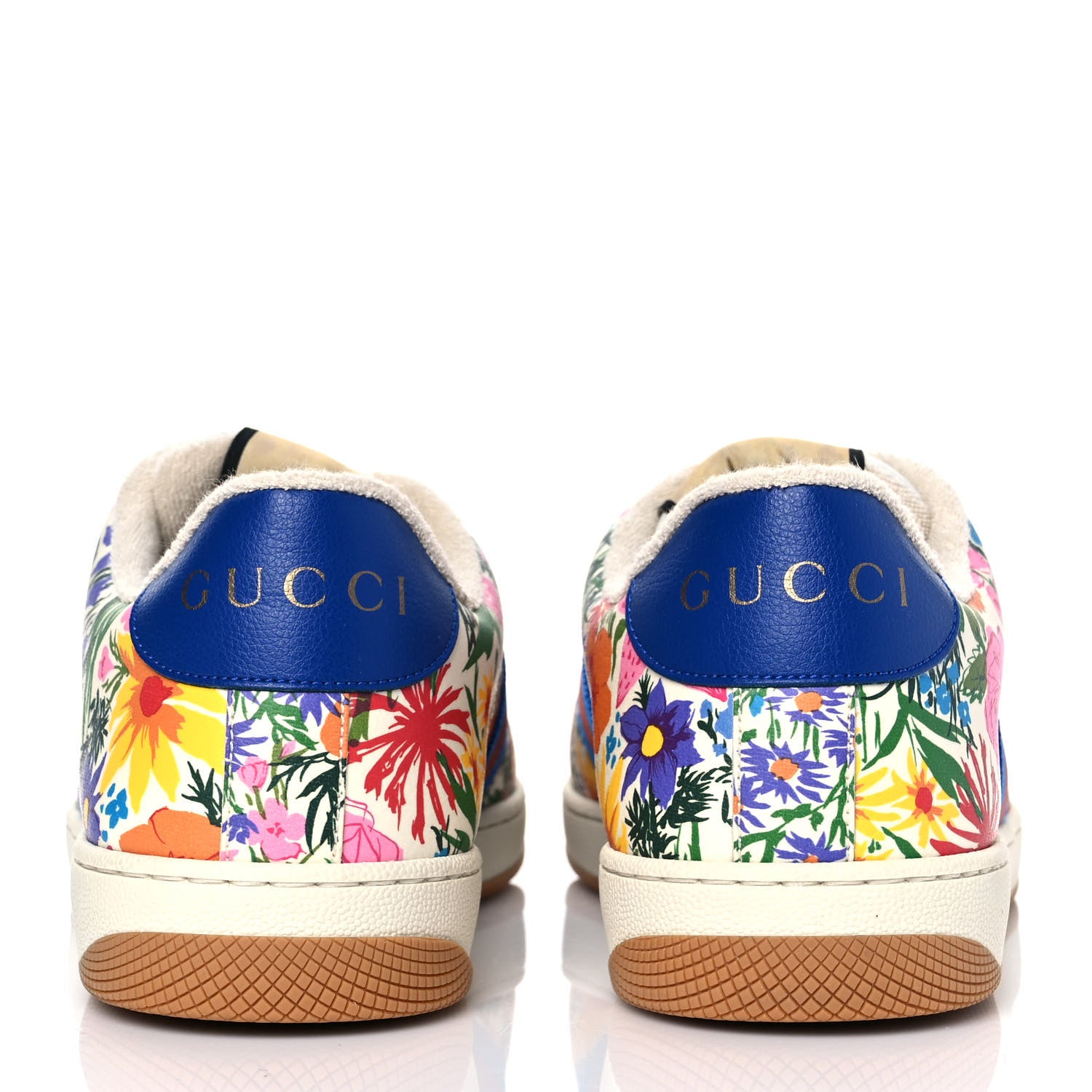 Gucci X KEN SCOTT Calfskin Floral Mens Screener Sneakers 8 Ivory Pink Mystic White 5 of 8