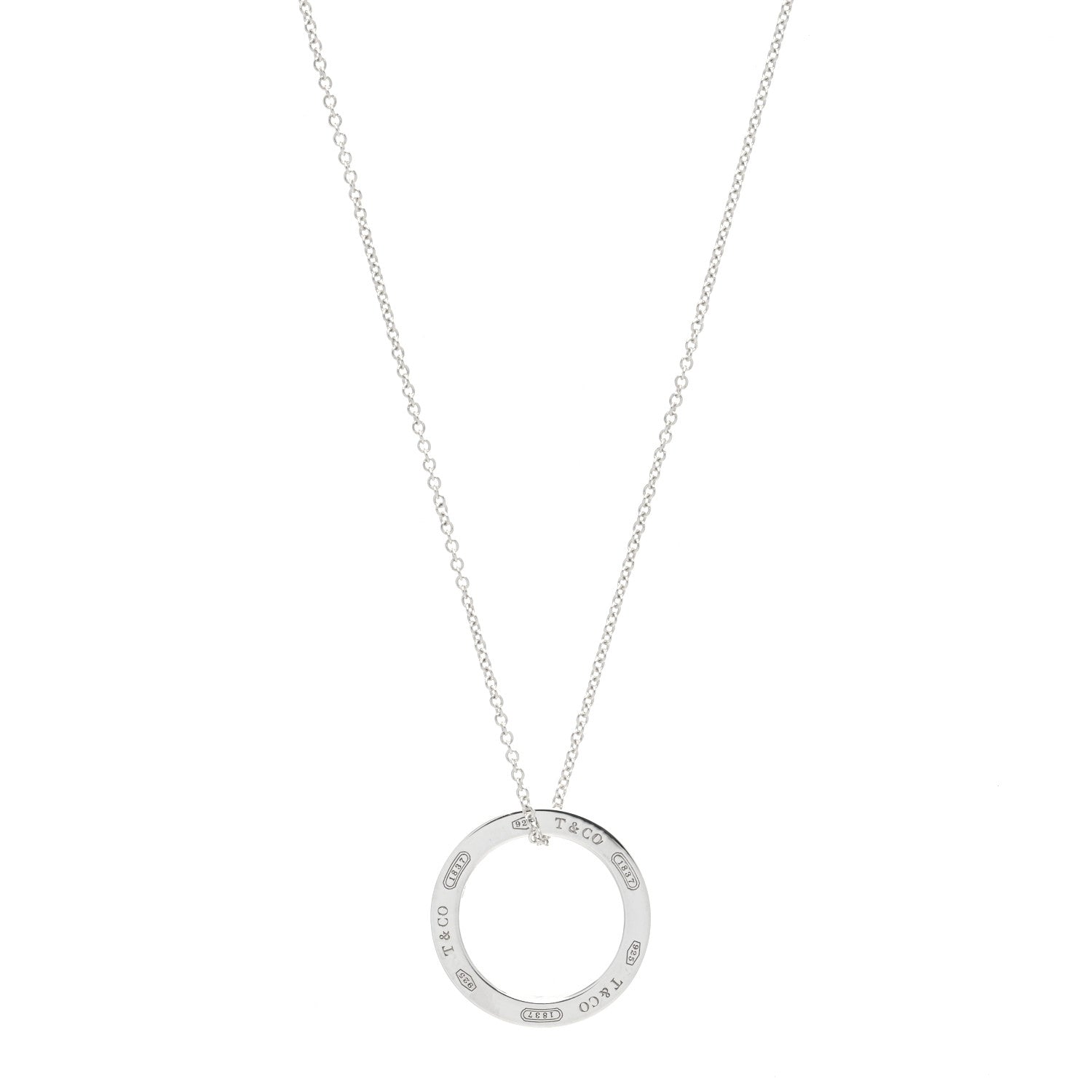 Tiffany Sterling Silver 1837 Circle Pendant Necklace 1 of 7