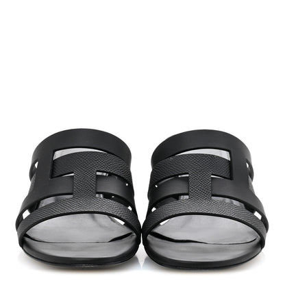 Hermes Calfskin Epsom Amica Sandals 35 Black 3 of 11