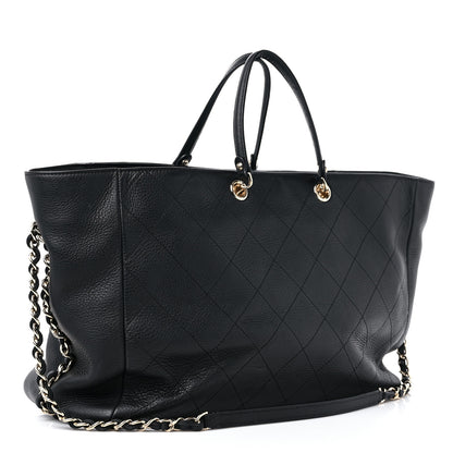 Chanel Bullskin Stitched Large Shopping Bag Black 3 of 17
