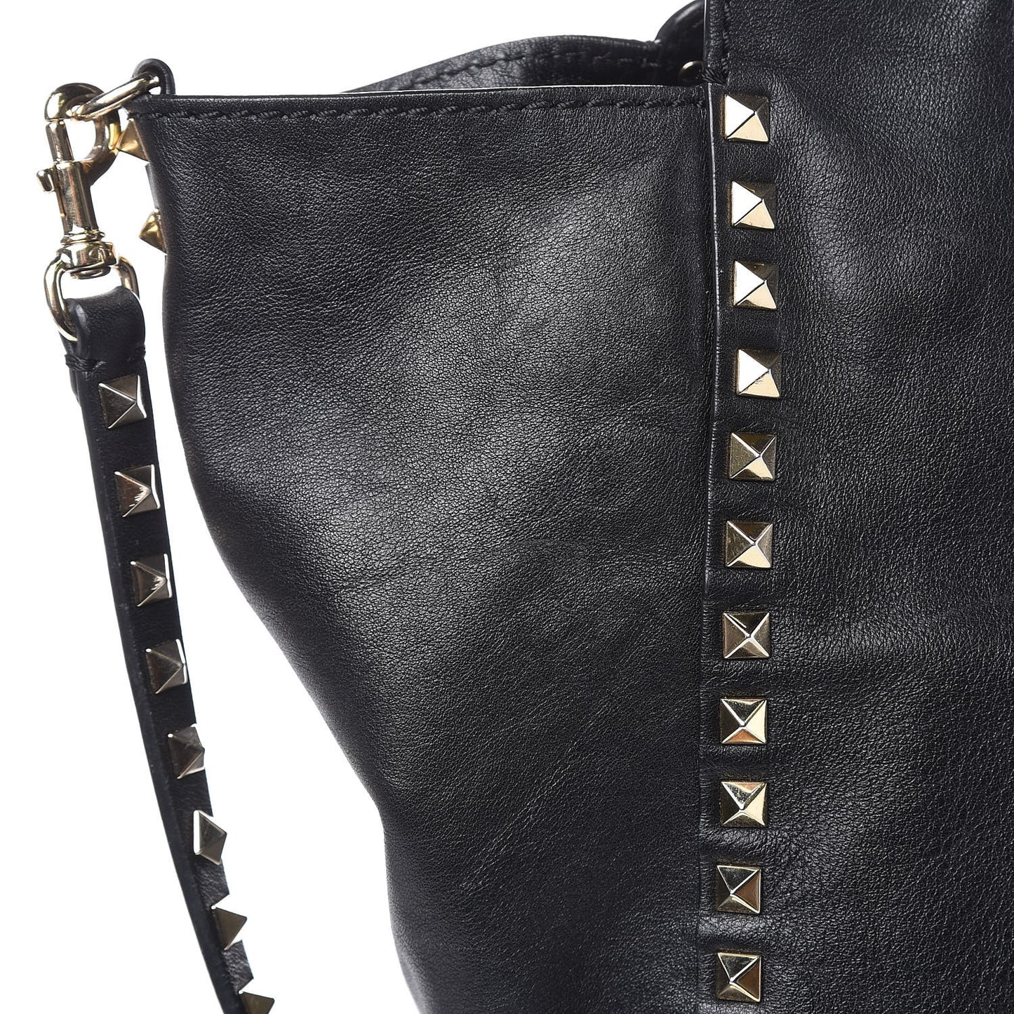Vitello Medium Rockstud Tote Black