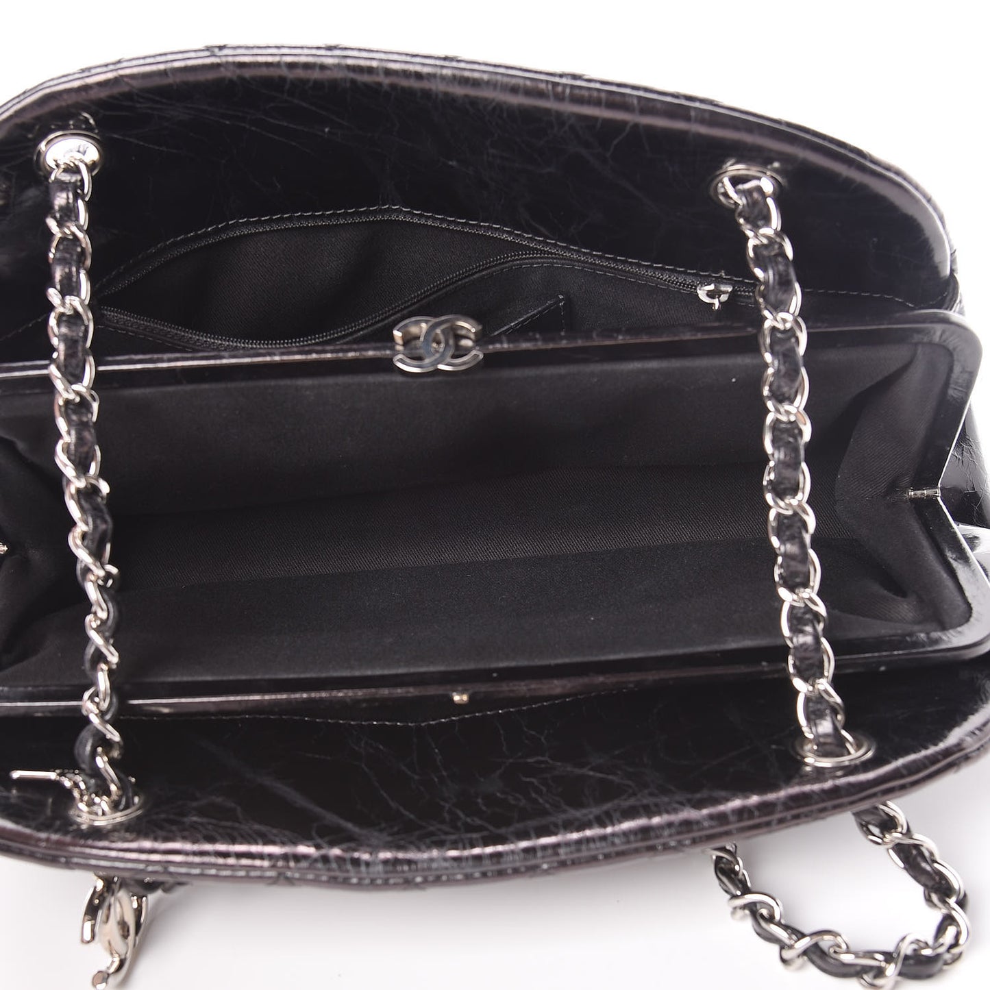 Glazed Calfskin Quilted Medium Just Mademoiselle Black