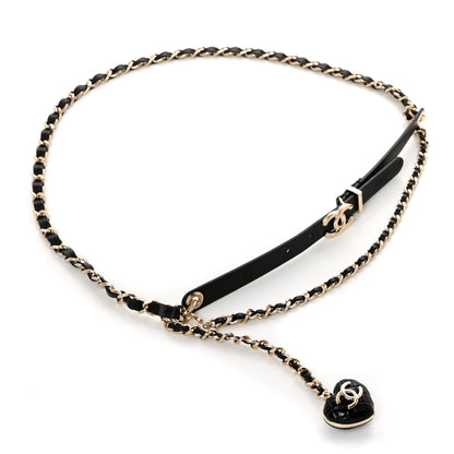 Chanel Lambskin Metal Resin CC Heart Chain Belt 90 36 Black Gold 1 of 6
