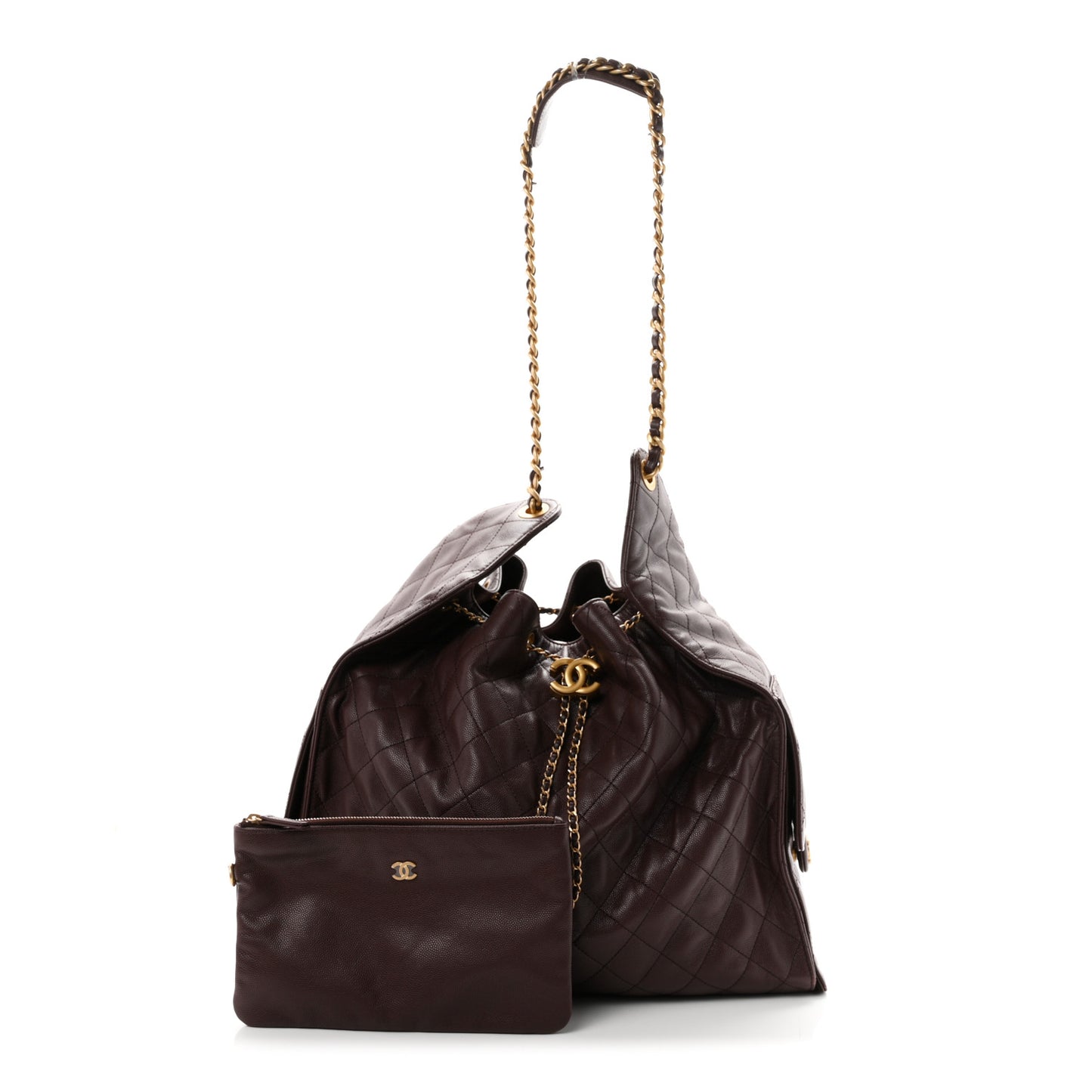 Caviar Quilted Large Chanel 25 Handbag Dark Brown
