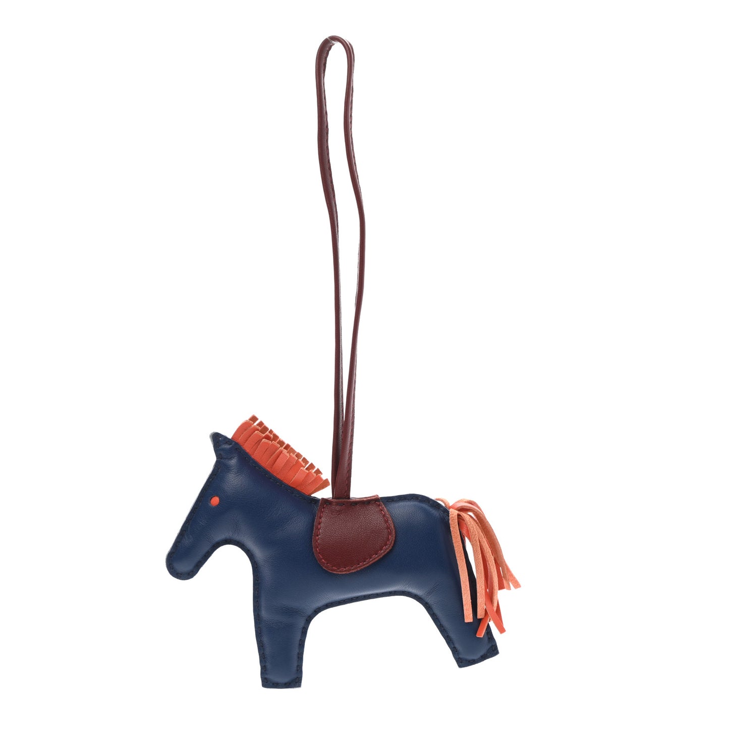 Milo Lambskin Grigri Rodeo Horse Bag Charm MM Bleu de Malte Rouge H Peony