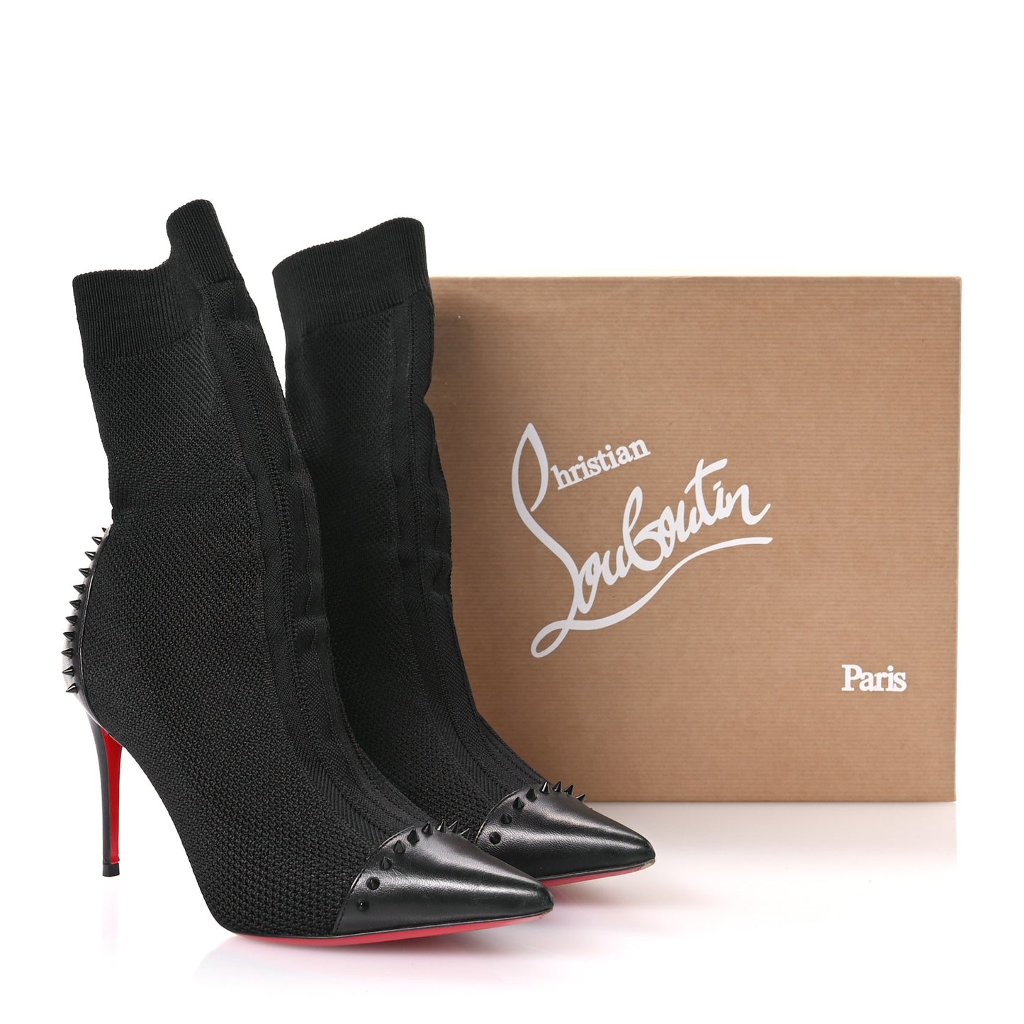 Shiny Nappa Maille Tricot Dovi Dova 85 Spiked Ankle Sock Boots 37 Black