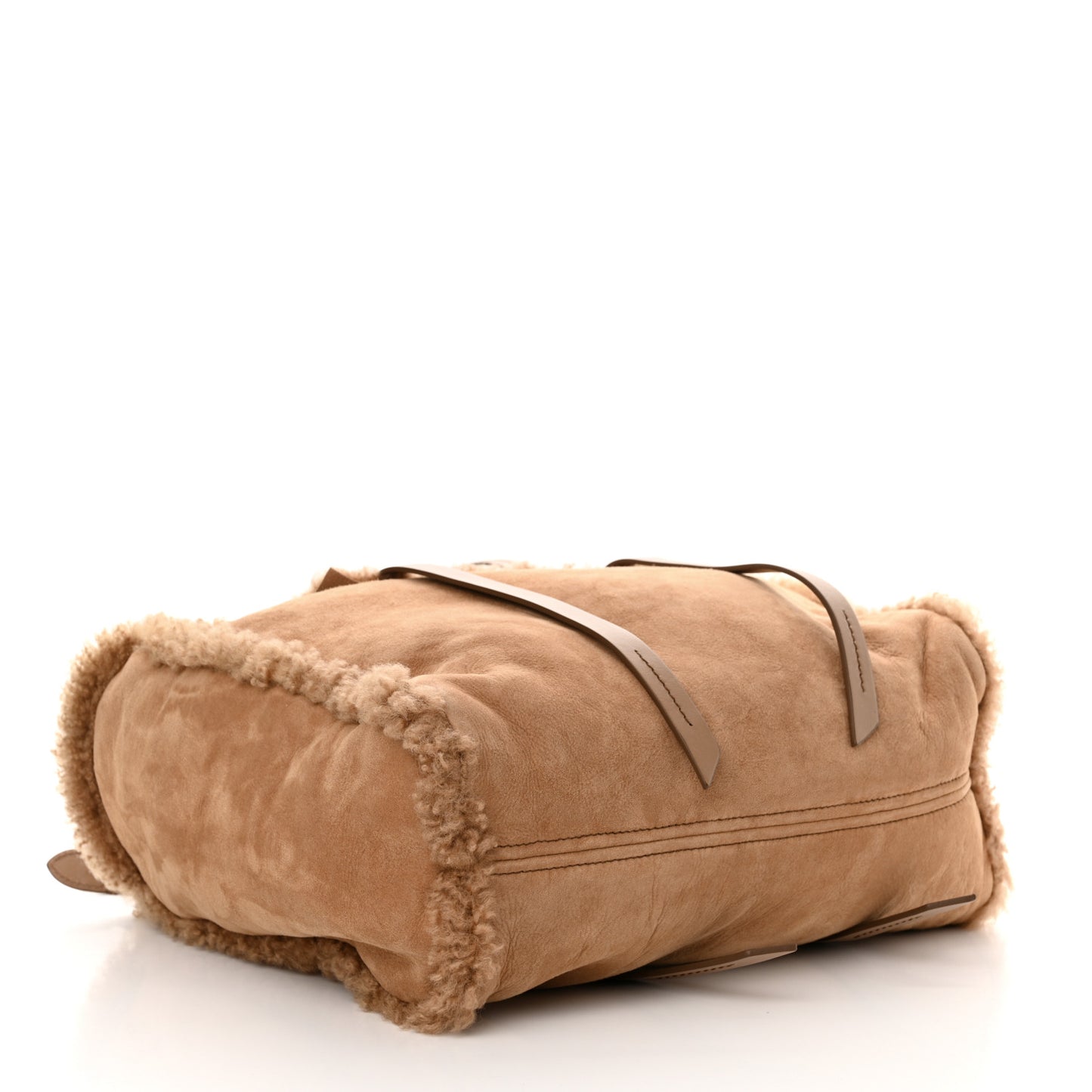 Shearling Suede Shopping Tote Caramel