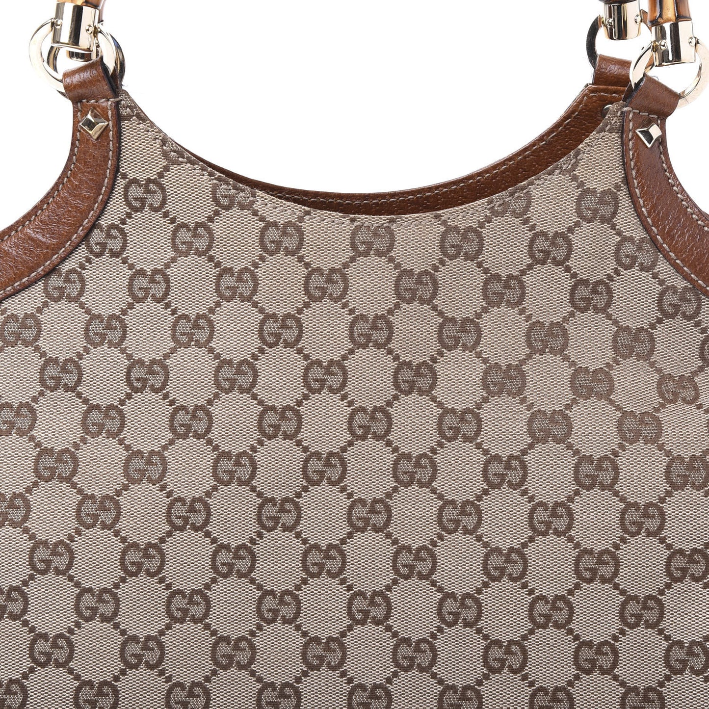 Monogram Bamboo Handle Bag Brown