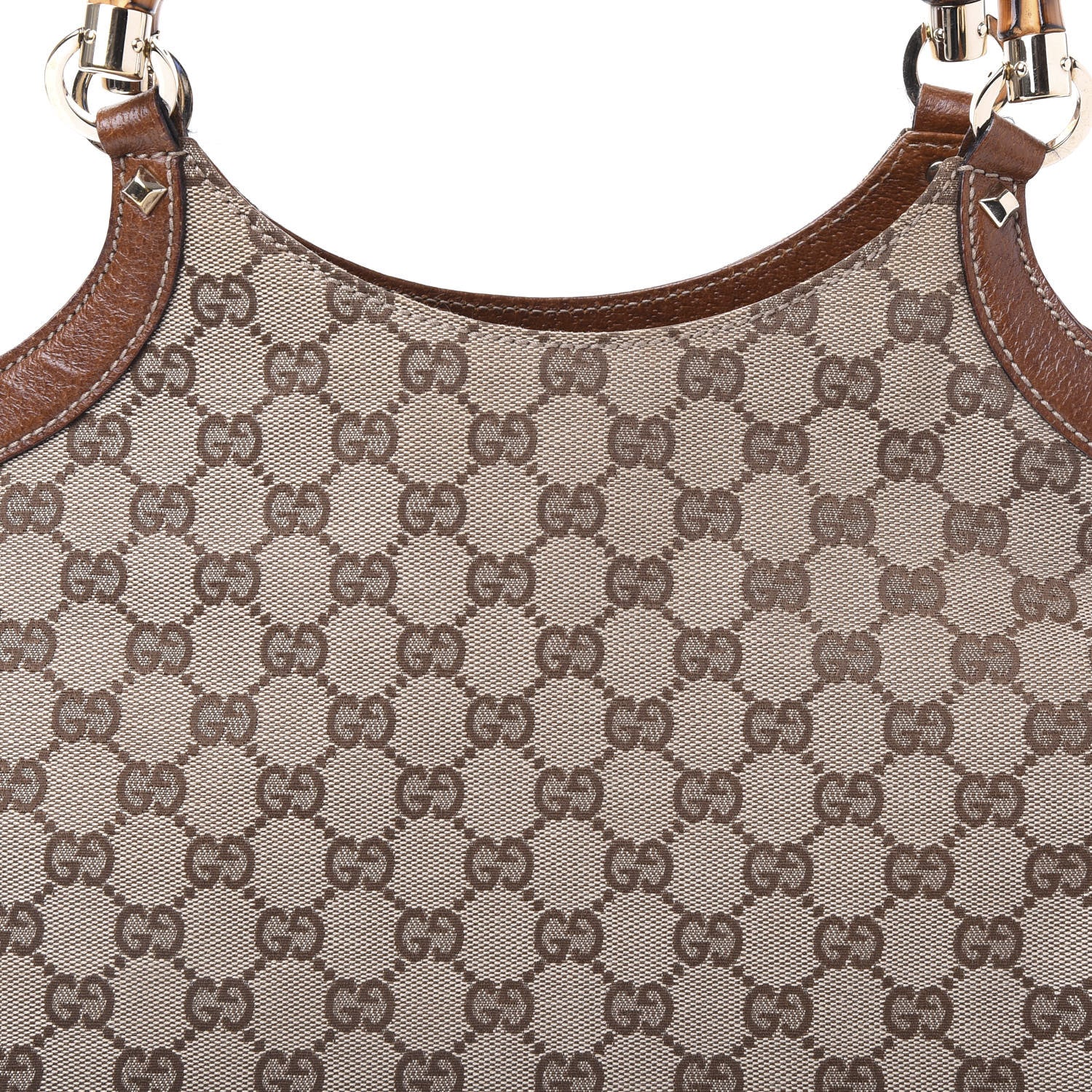 Gucci Monogram Bamboo Handle Bag Brown 9 of 10