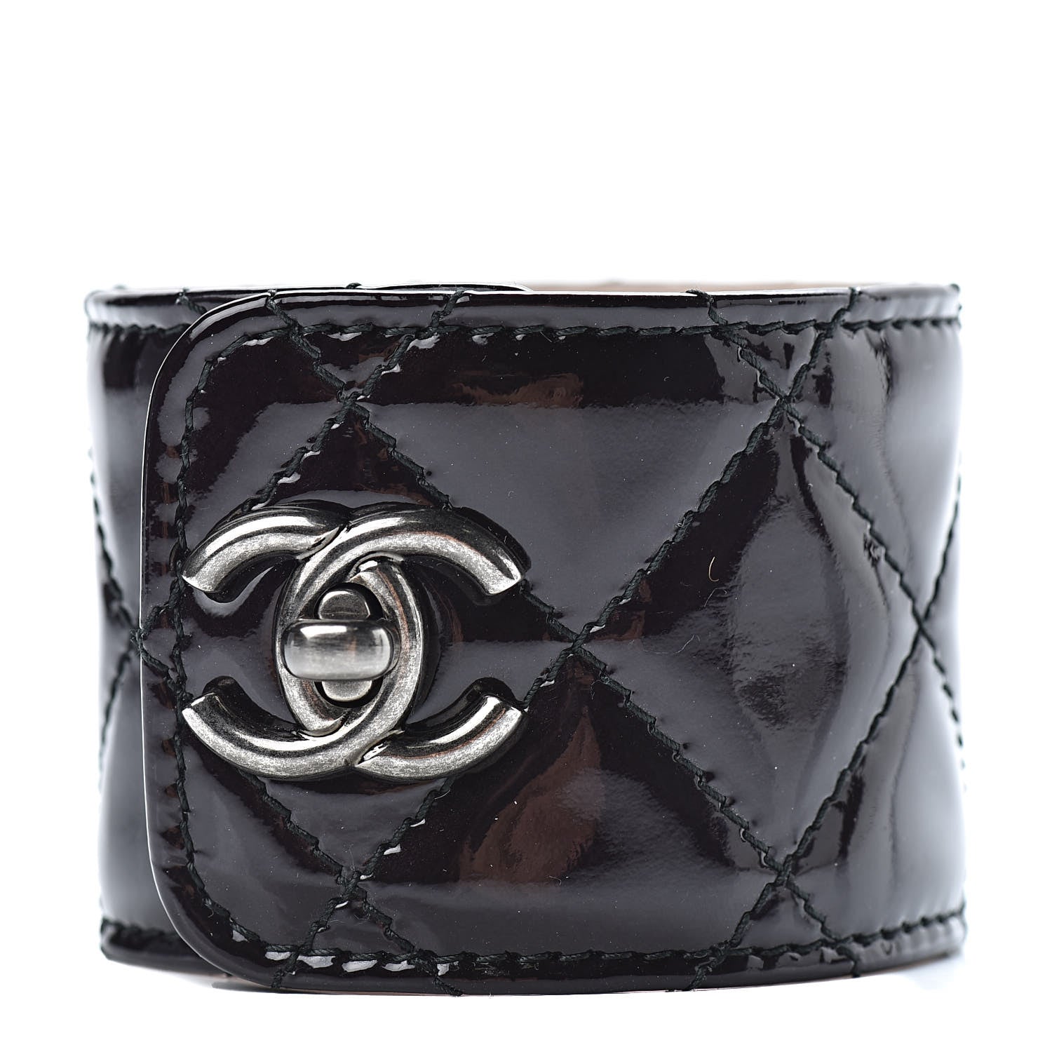 Chanel Patent Quilted CC Turnlock Cuff M Black 1 of 8