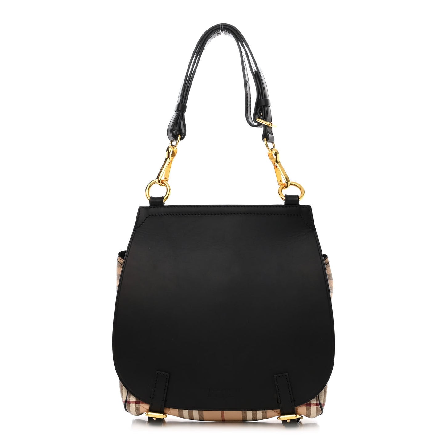 Calfskin Haymarket Check Small Bridle Satchel Black