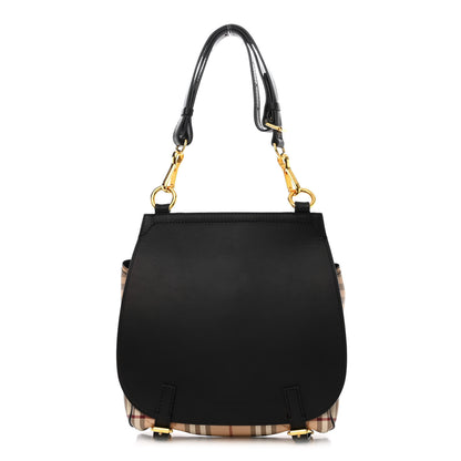 Burberry Calfskin Haymarket Check Small Bridle Satchel Black 1 of 17