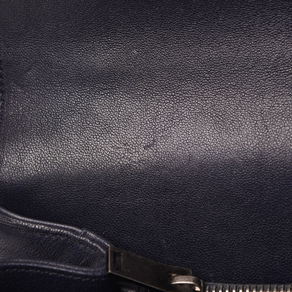 Saint Laurent Sheepskin Matelasse Chevron Monogram Medium College Bag Deep Marine 18 of 27