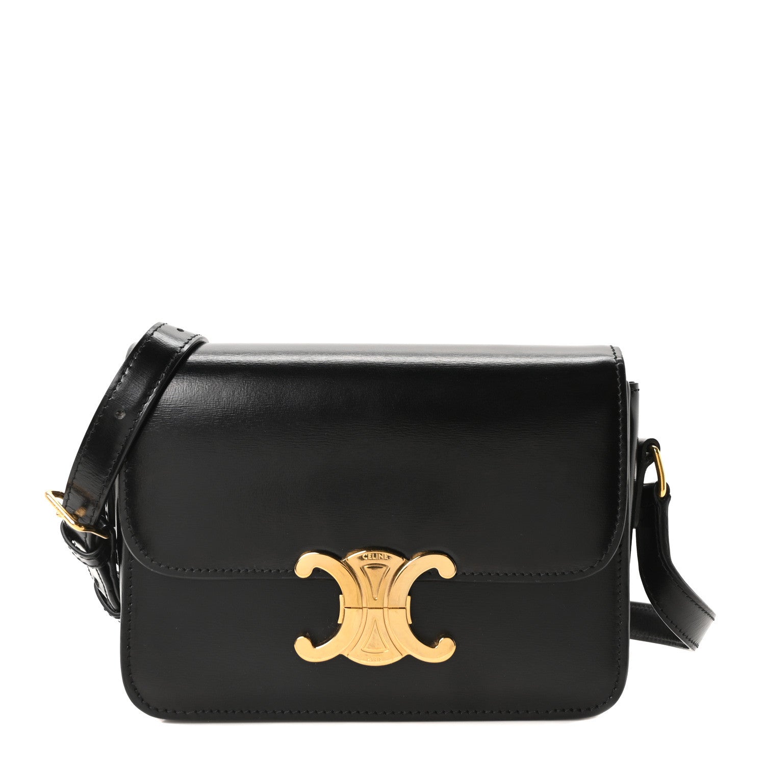 Celine Shiny Calfskin Teen Triomphe Black 1 of 10