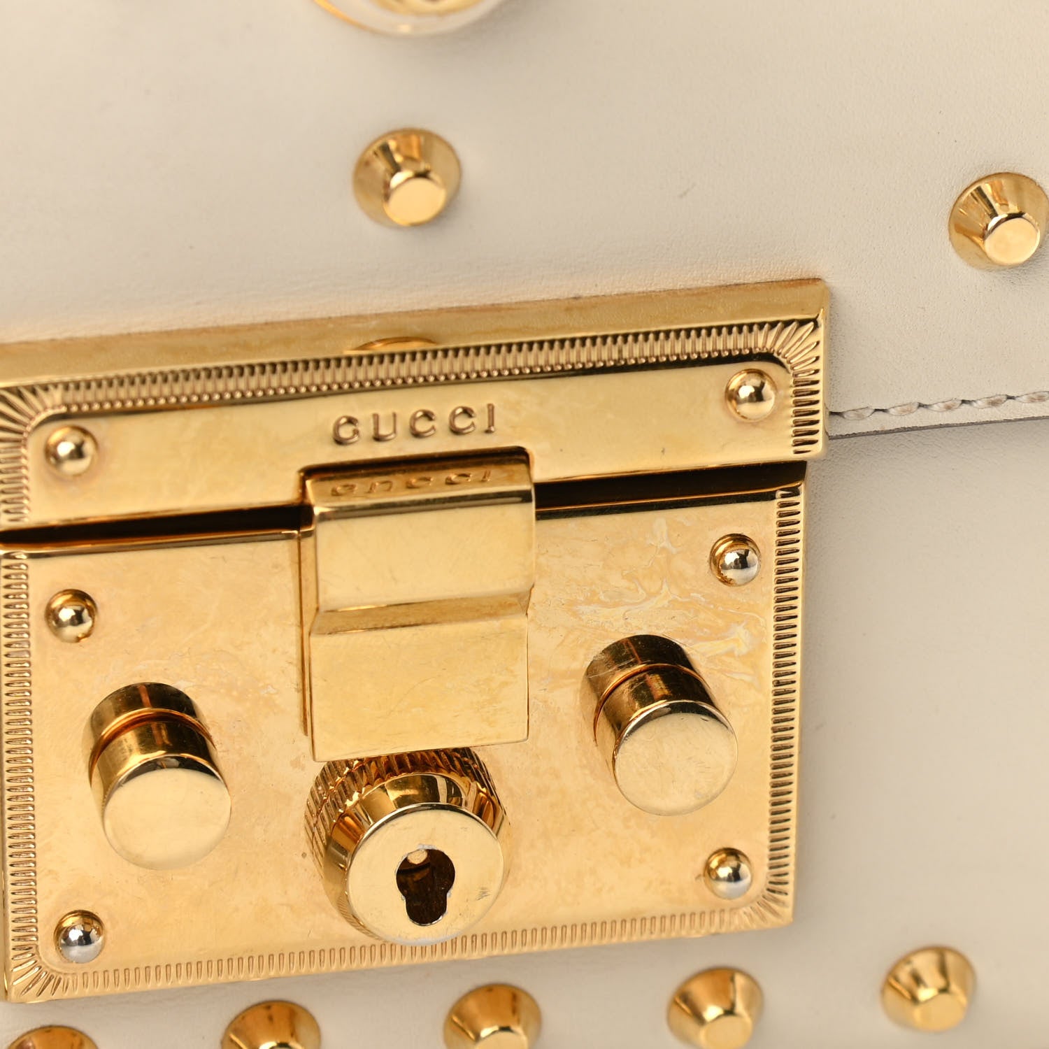 Gucci Calfskin Studded Small Padlock Shoulder Bag White 12 of 12