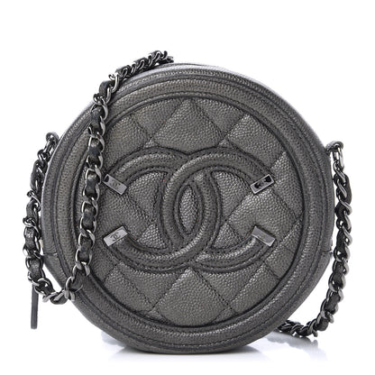 Chanel Metallic Caviar Quilted Round Filigree Crossbody Ruthenium 1 of 11