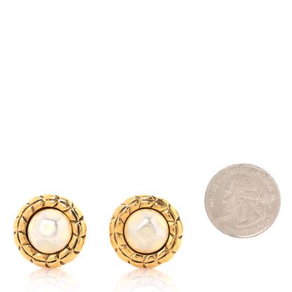 Chanel Pearl Clip On Earrings Gold 2 of 5