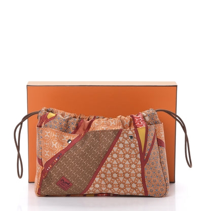 Hermes Silk Barenia Carre en Cravates Fourbi 25 MM Pouch Flamingo Pink Deer Brown 10 of 10