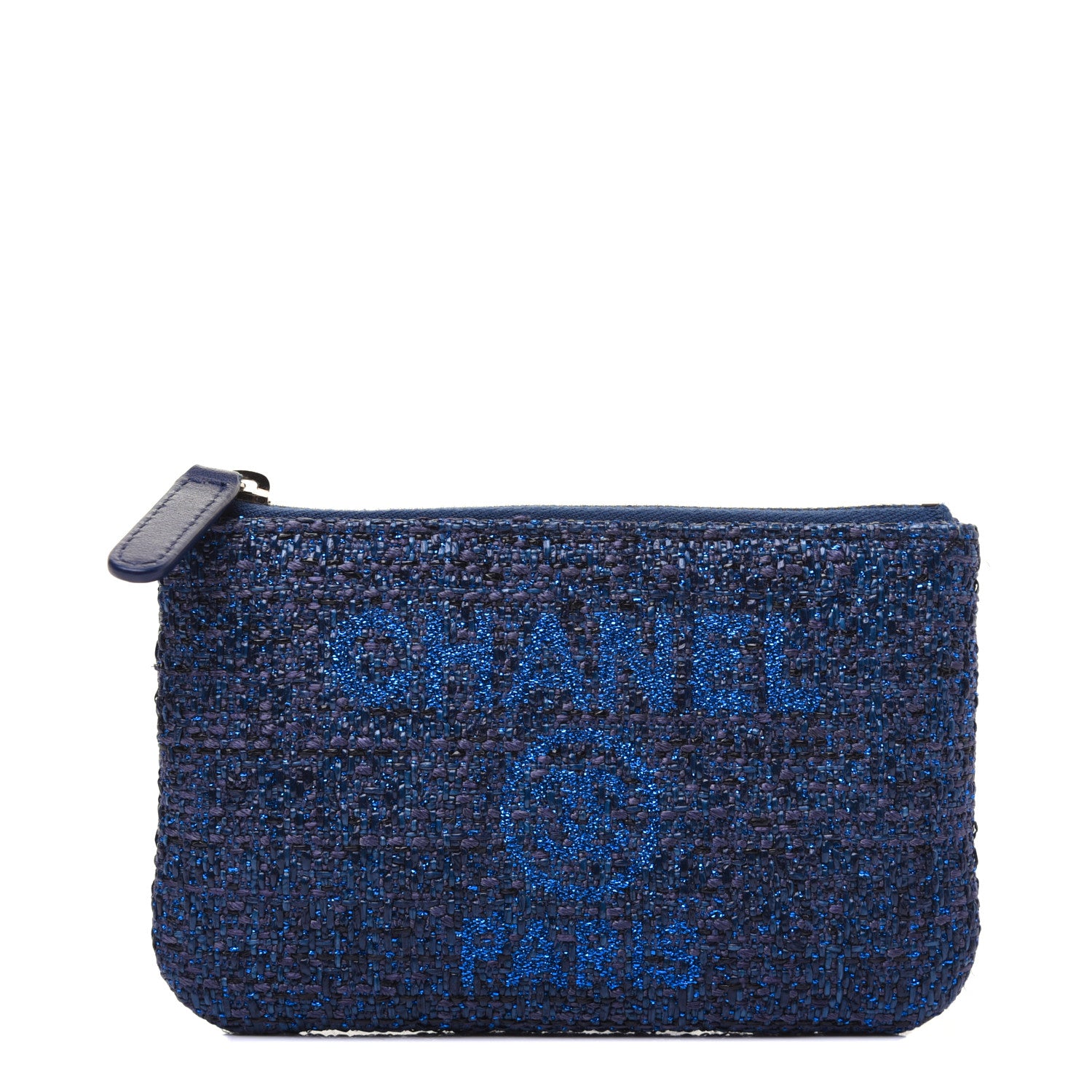 Chanel Woven Straw Raffia Deauville Cosmetic Pouch Blue 1 of 11