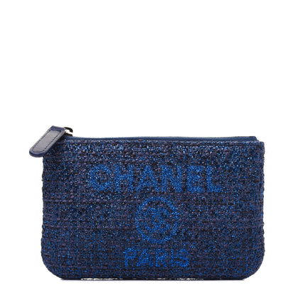 Chanel Woven Straw Raffia Deauville Cosmetic Pouch Blue 1 of 11
